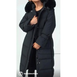 Amiee black padded fur hood coat