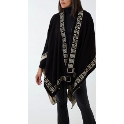 Tina reversible geometric trim fine knitted cape