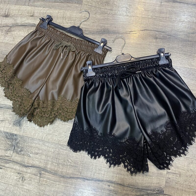 Laced PU shorts