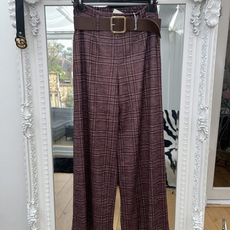 Checked wide leg trousers